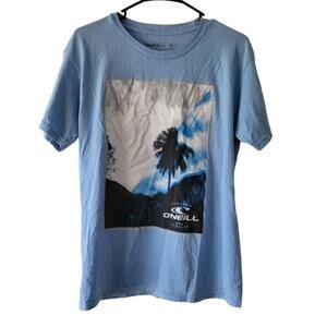 Medium O'Neill baby blue graphic short sleeve t-shirt with palm tree
